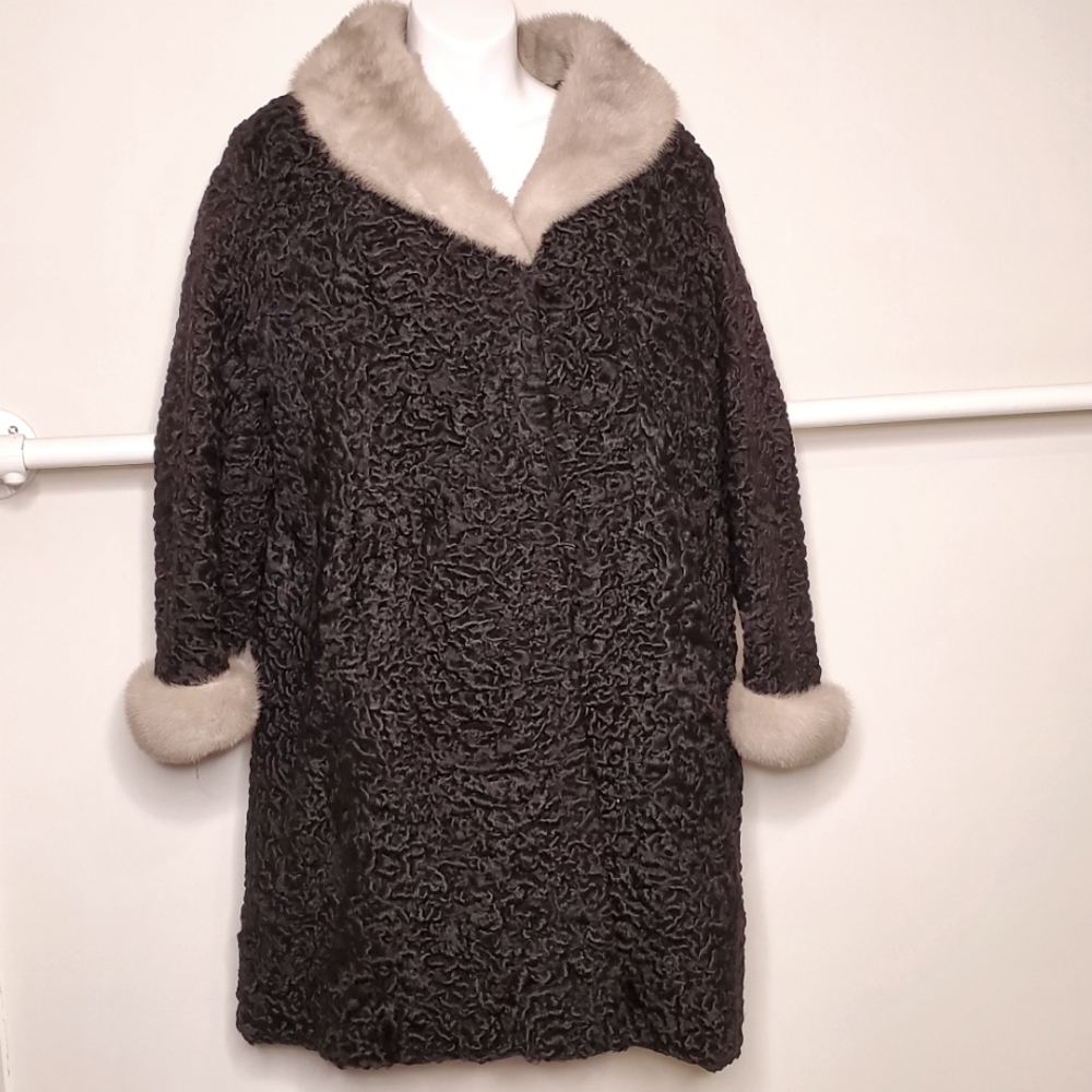 Vintage Persian lamb coat with silver grey mink collar